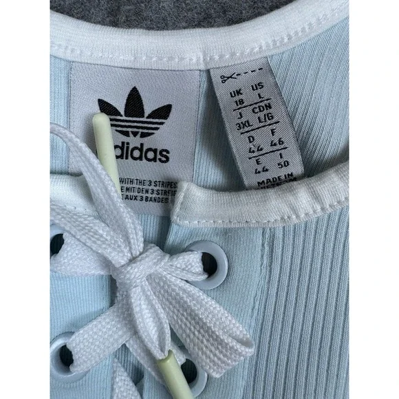 adidas Tank Top Womens Large Blue Always Original Lace-up Laced - Picture 3 of 11